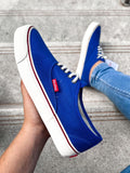 tenis unissex confortavel casual streetwear redley preto vermelho azul