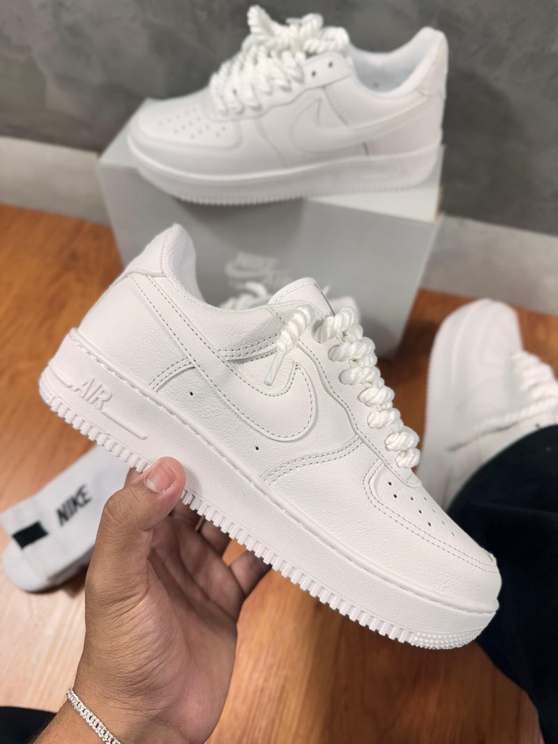 Tênis Nike Air Force 1 Unissex [Branco] [Cadarço Corda] - Reinvenção do Clássico