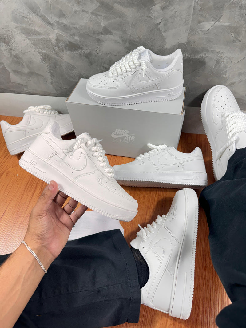 Tênis Nike Air Force 1 Unissex [Branco] [Cadarço Corda] - Reinvenção do Clássico