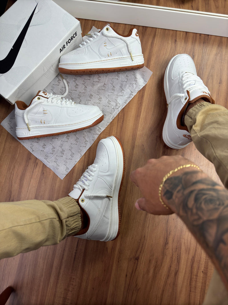 Tênis Masculino air force 1 gum 2.p branco estiloso e confortável