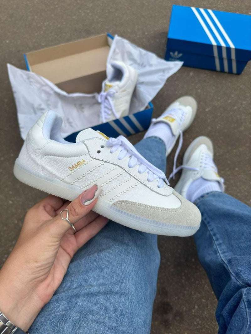 Tênis Adidas Samba OG em Couro Legítimo Feminino [Branco] - O Retrô que nunca sai de moda