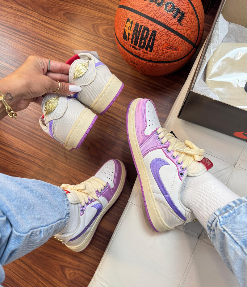 tenis feminino roxo estiloso confortavel nike jordan 1 x travis scott basquete streetwear