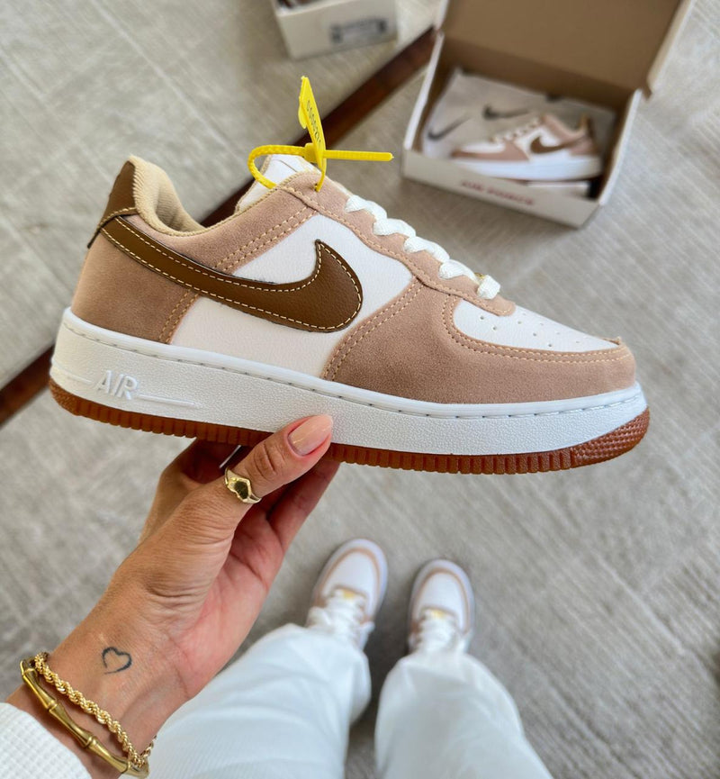 tenis feminino limitado nike air force 1 marrom diferenciado moda e estilo