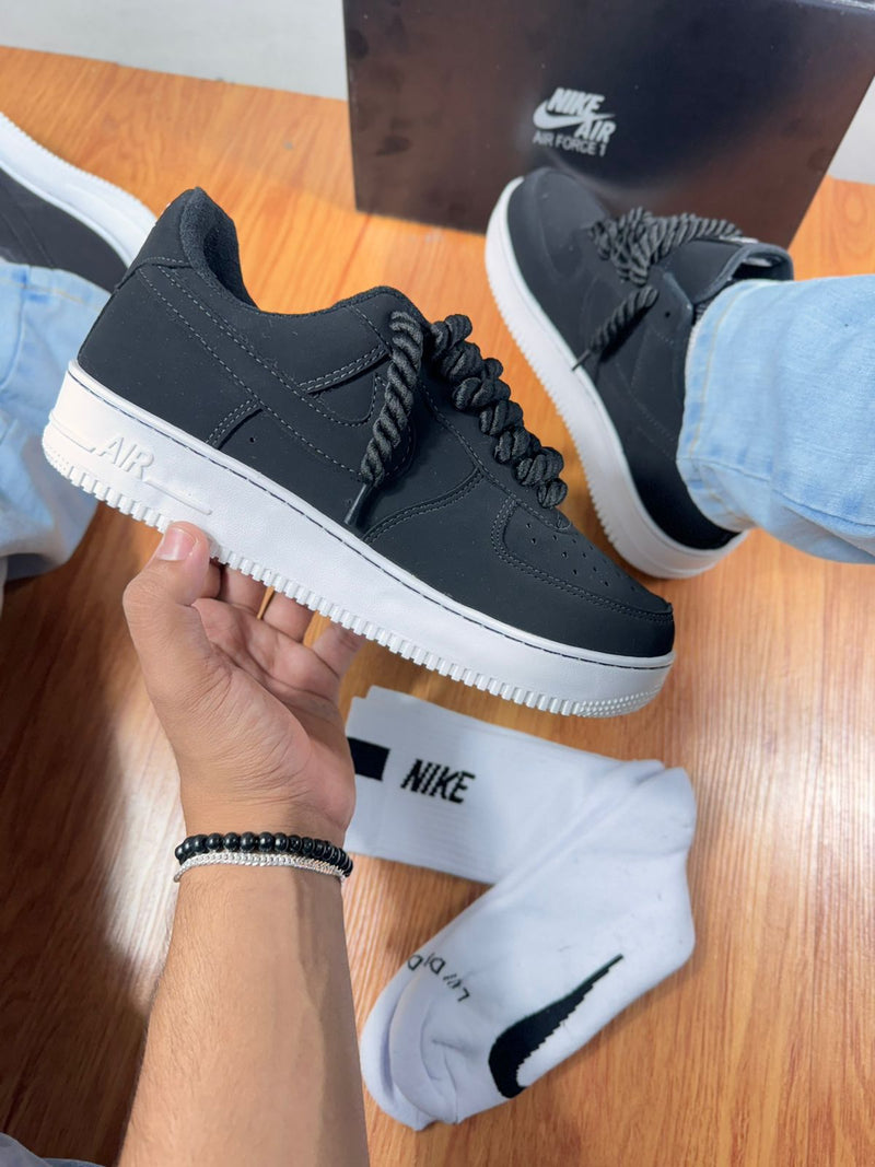 tenis casual e streetwear masculino confortavel nike air force 1 nobuck cadarço em corda