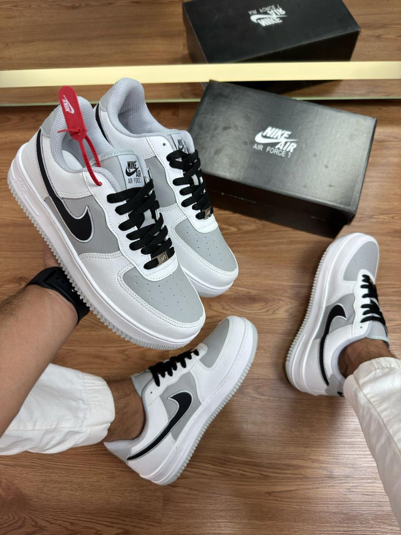 tenis masculino confortavel bonito nike air force 1 branco cinza 