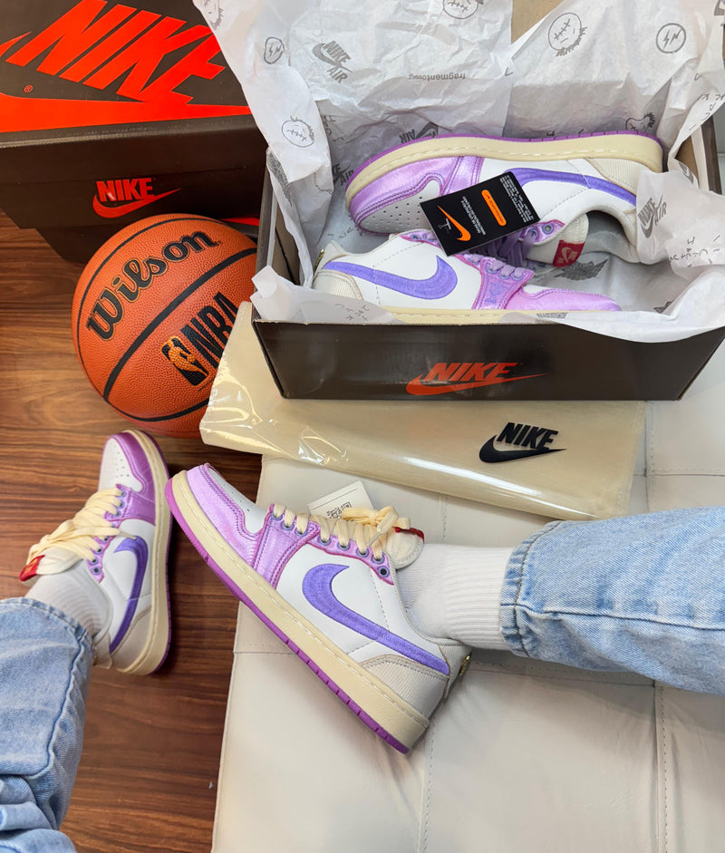 tenis feminino roxo estiloso confortavel nike jordan 1 x travis scott basquete streetwear