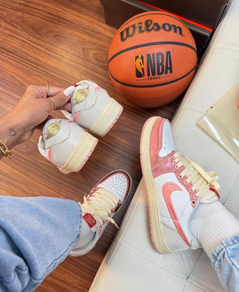 tenis feminino rosa estiloso confortavel nike jordan 1 x travis scott basquete streetwear