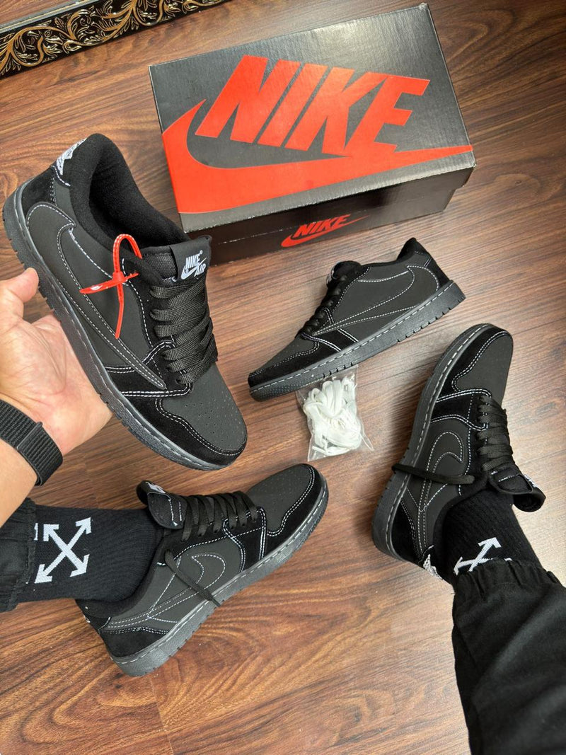 tenis masculino preto estiloso streetwear nike travis scott x air jordan 1 low 