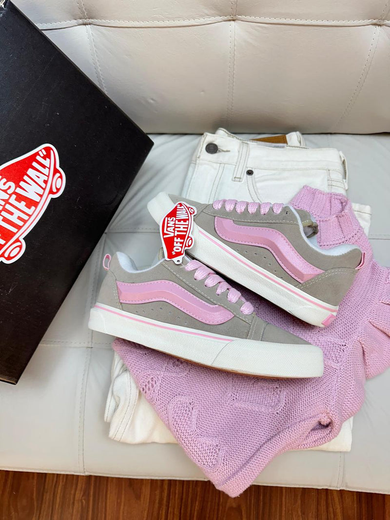 tenis feminino confortavel estiloso streetwear skate vans knu skool rosa 