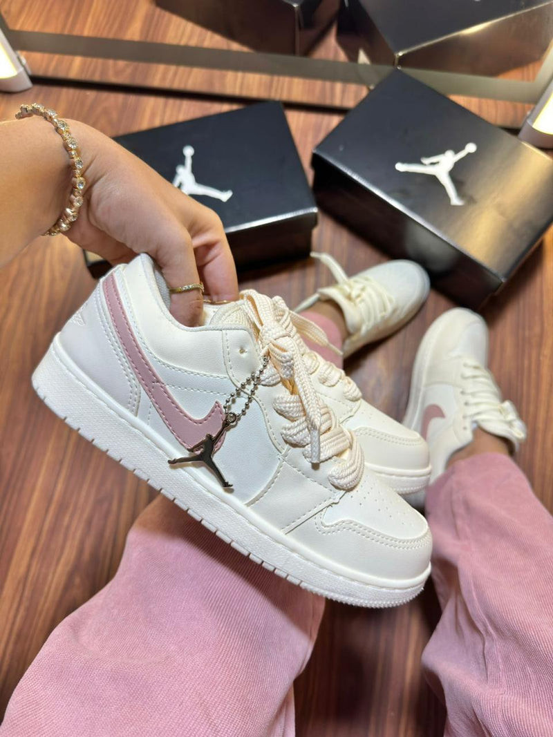 Tênis Nike Jordan 1 Low  Feminino  [Off White/Rosa] - [Brinde]